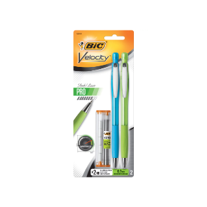 BIC Velocity Pro Mechanical Pencil, Medium Point (0.7mm), Assorted Colored Barrels, 2 Count