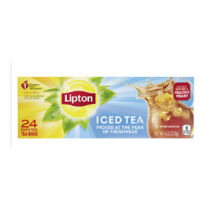 Lipton Family Sized Iced Unsweetened Black Tea, Caffeinated, Tea Bags 24 Count Box