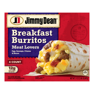 Jimmy Dean Meat Lovers Breakfast Burritos 17 oz, 4 Count (Frozen)